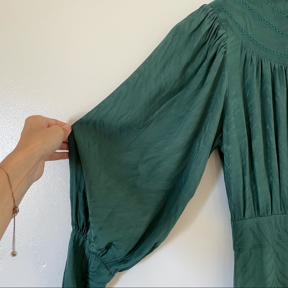 NWT Topshop Green Jacquard Midi dress Prairie dress size 4 - Picture 14 of 16